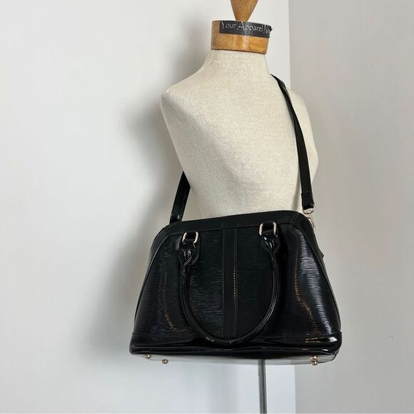 ORLI Collection Black Patent Leather Medium Shoulder/ Handbag - Picture 1 of 11